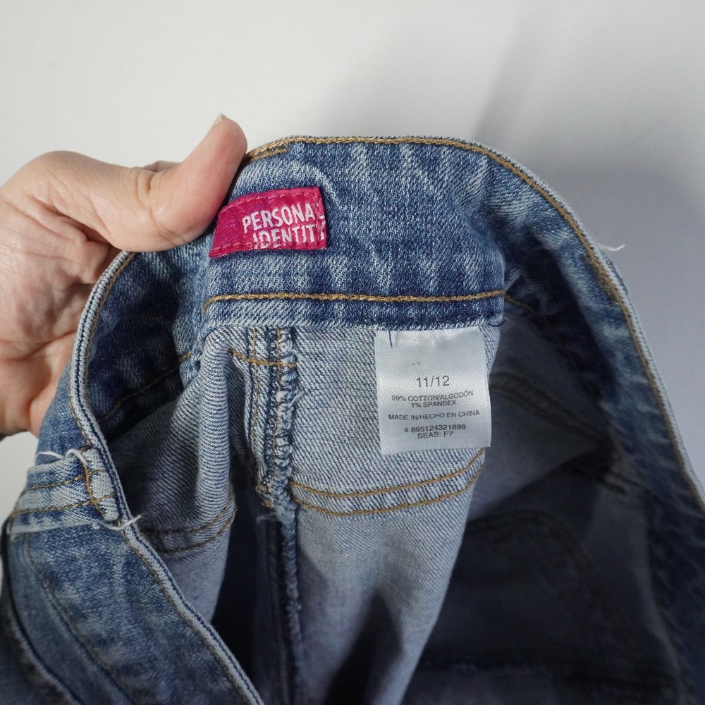 VTG Personal Identity Blue Denim Skirt Size 11/12 Medium Wash A-Line Y2K Utility - Picture 7 of 8